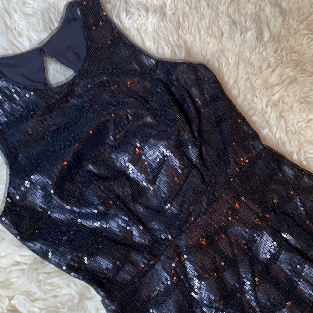BCBG Max Azaria Black Sequin Party Holiday Dress Sz 6 - Picture 5 of 7